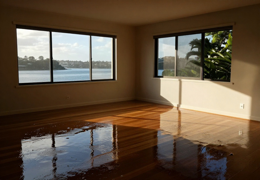 Water-damaged wall in a Box Hill home before drying