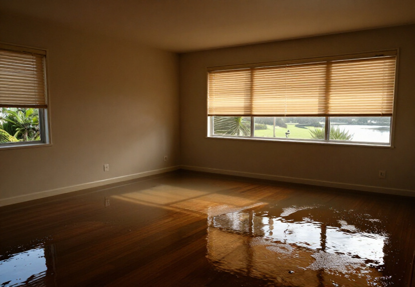 Flooded subfloor in a Box Hill property before drying